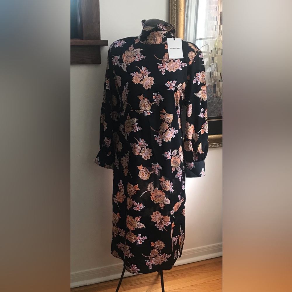 NWT - Who What Wear Floral Black Maxi Prairie Dress - Size Small